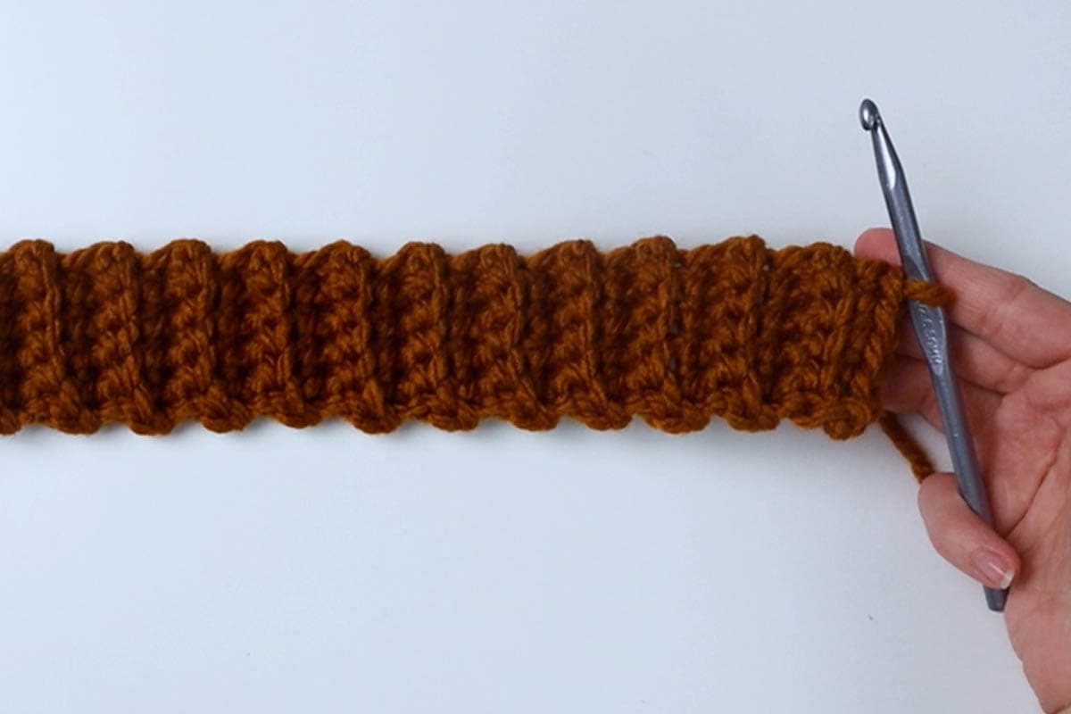finished brim section before connecting the ends