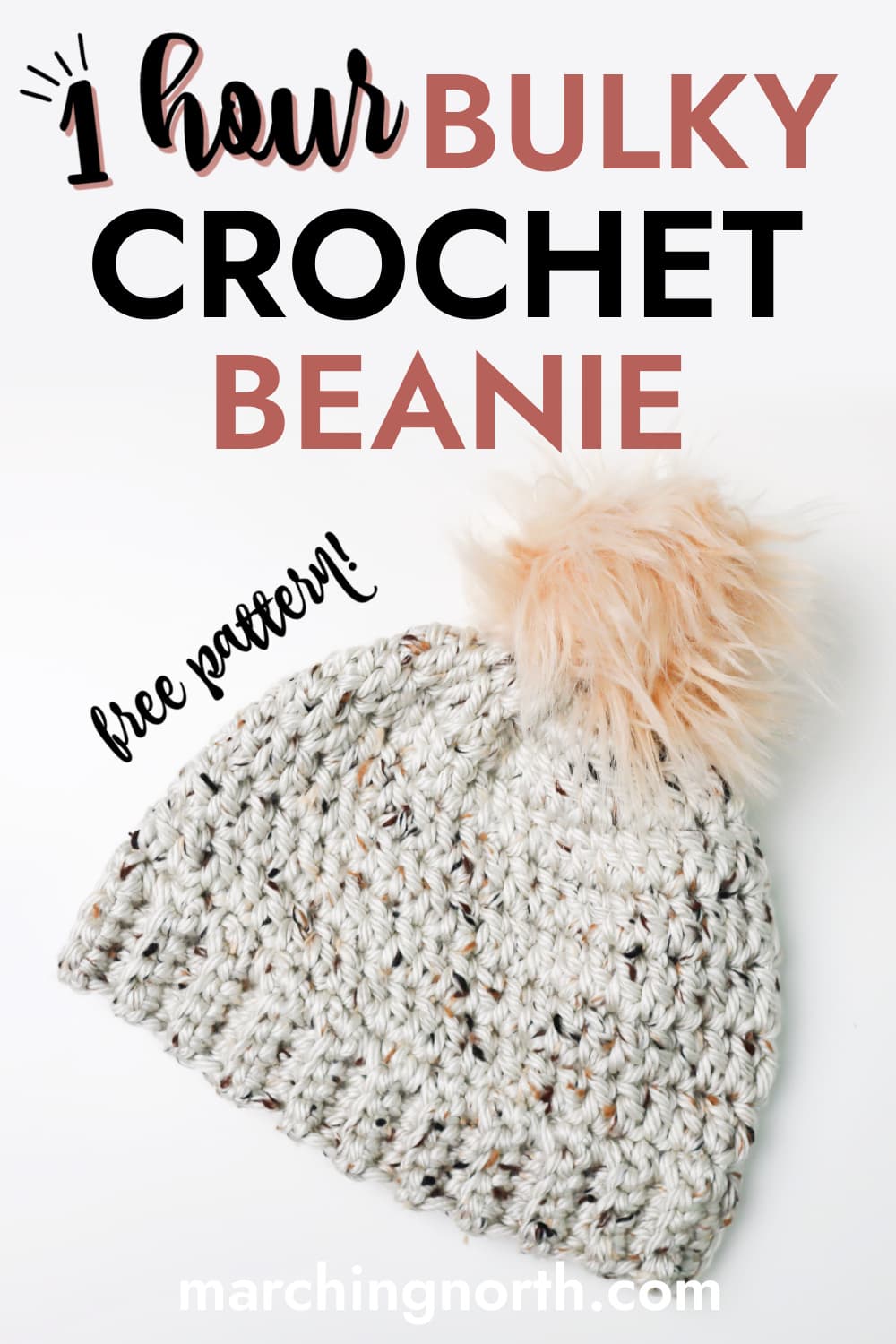 Pinterest pin for bulky crochet hat pattern