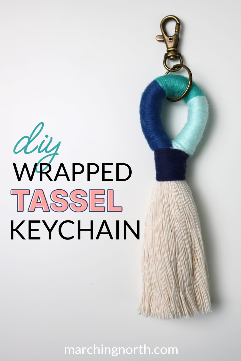 Pinterest image for wrapped tassel keychain