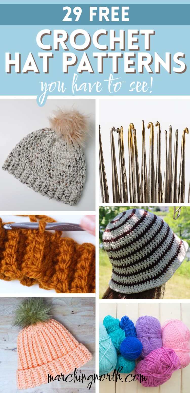 Pinterest pin for free crochet hat patterns post