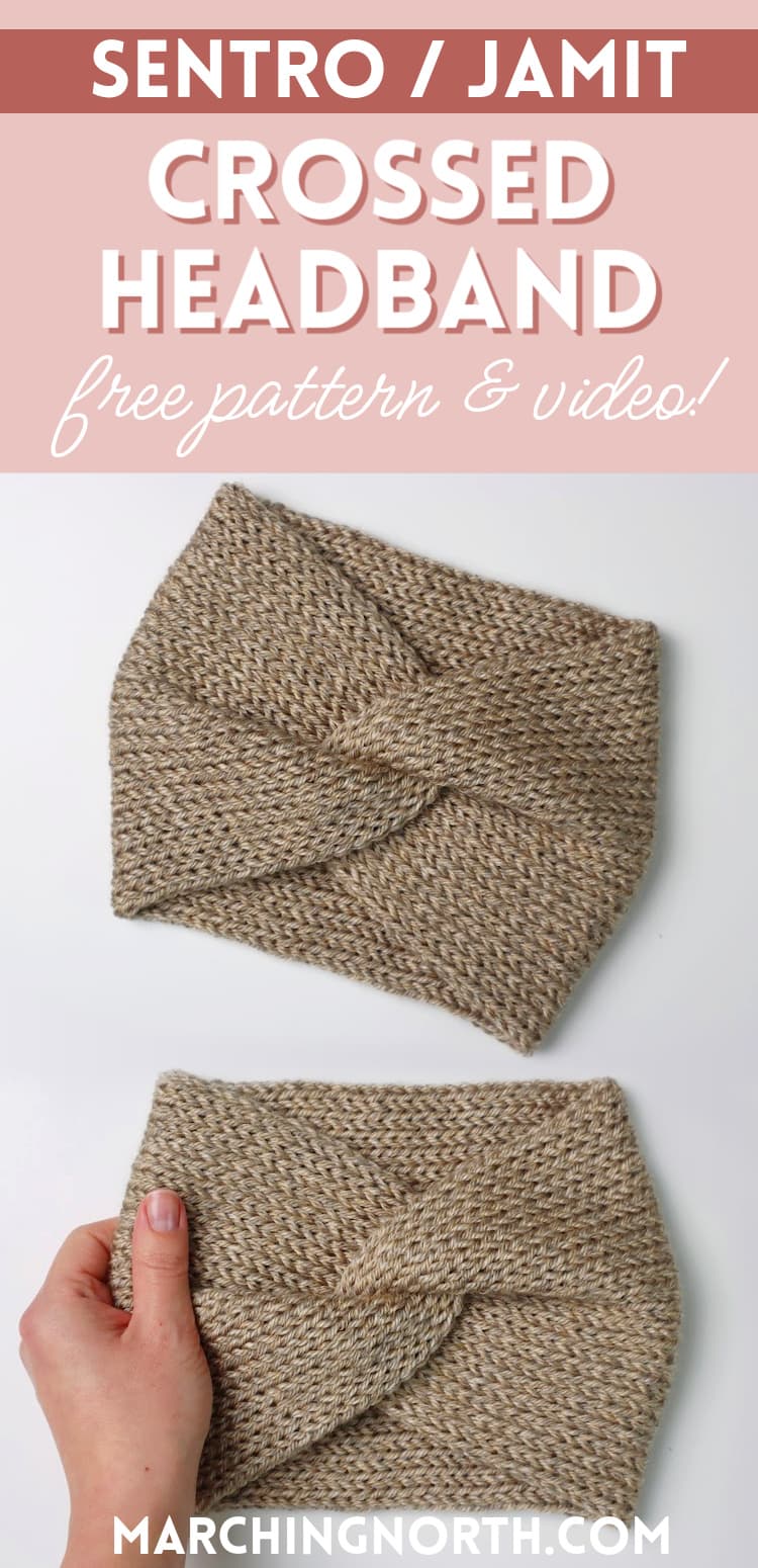 Pinterest image for knitting machine headband free pattern