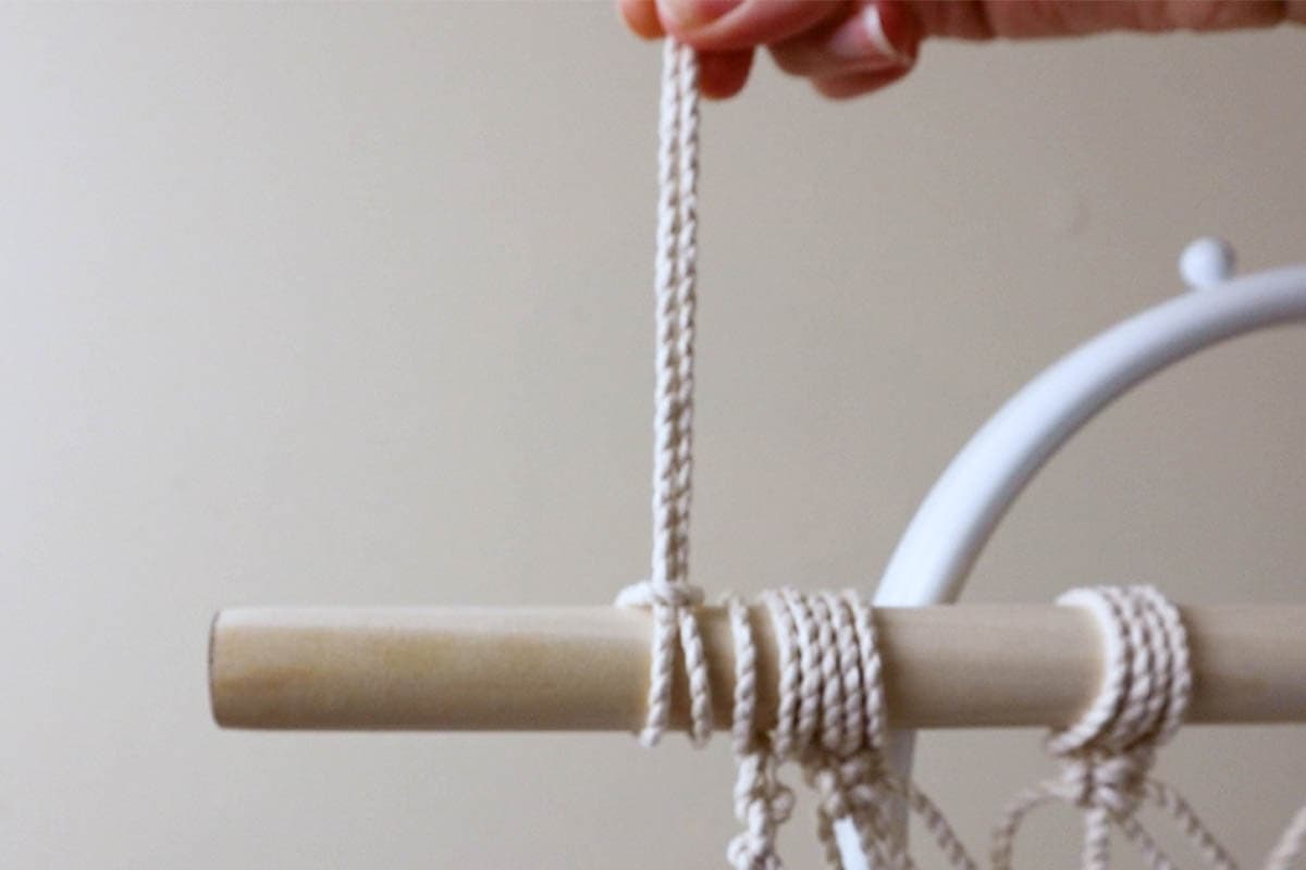 attaching the left hanging loop