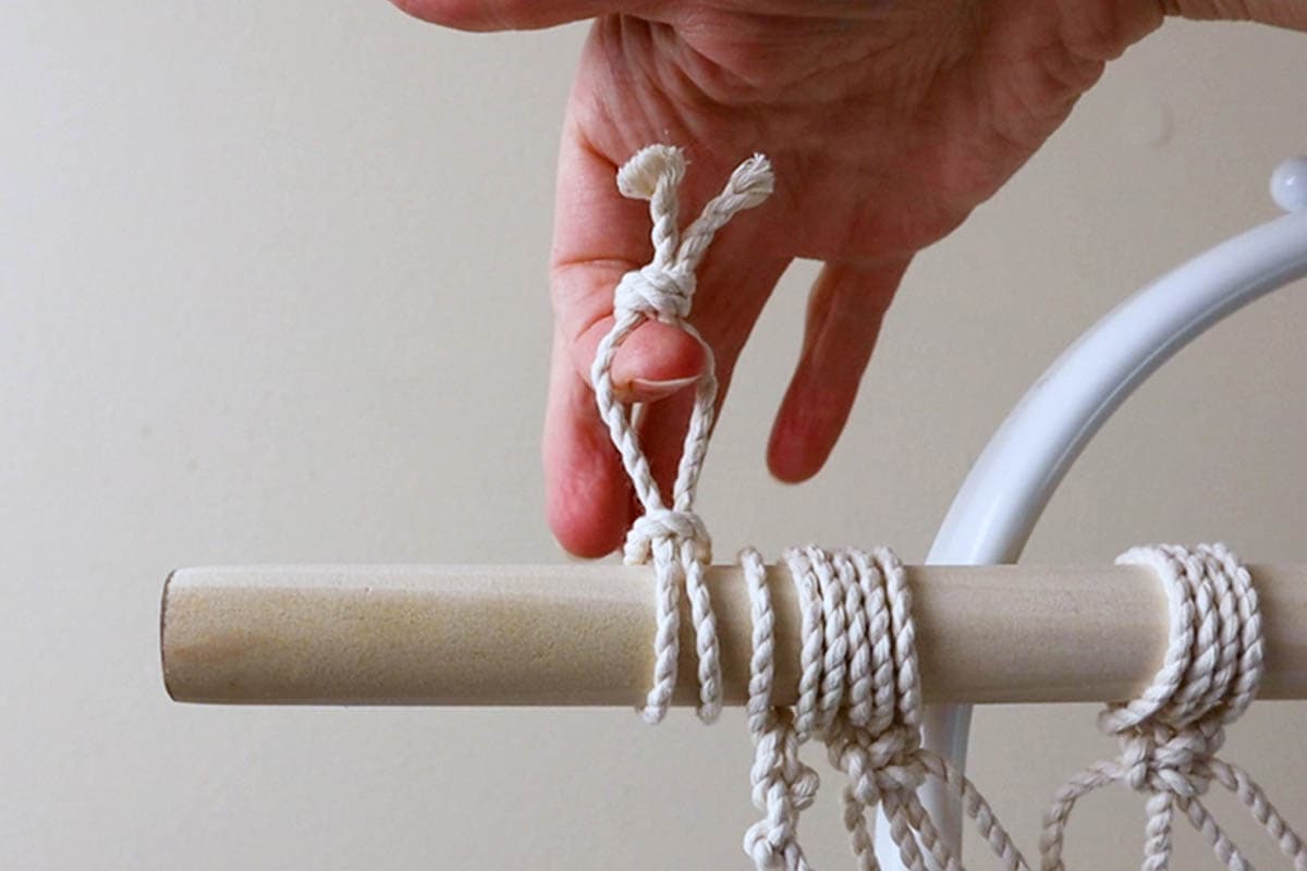 attaching the left hanging loop