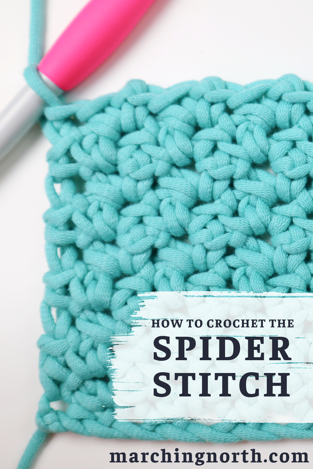 Pinterest pin for spider stitch crochet tutorial