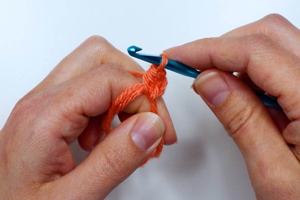 making the first half double crochet in the ring