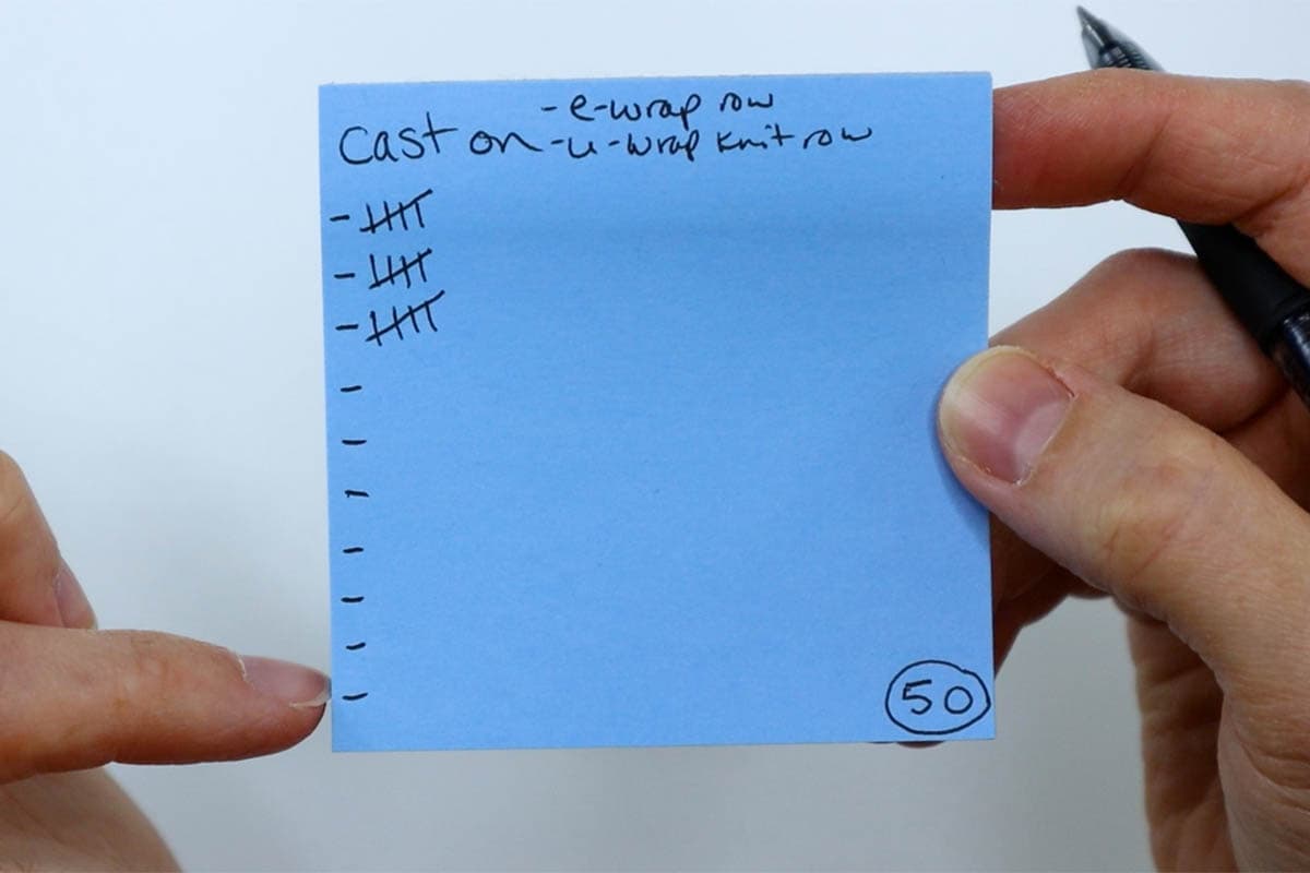 marking down on paper as I finish each row
