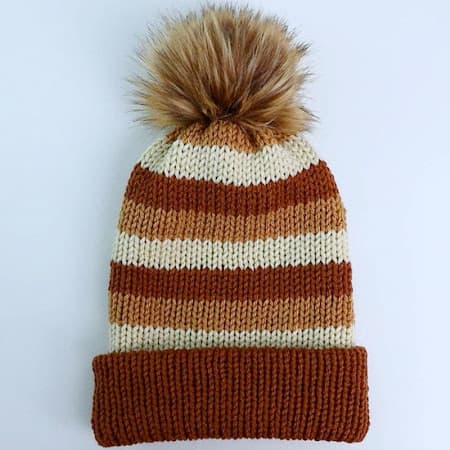 Free Striped Knitting Machine Hat Pattern (Reversible!)