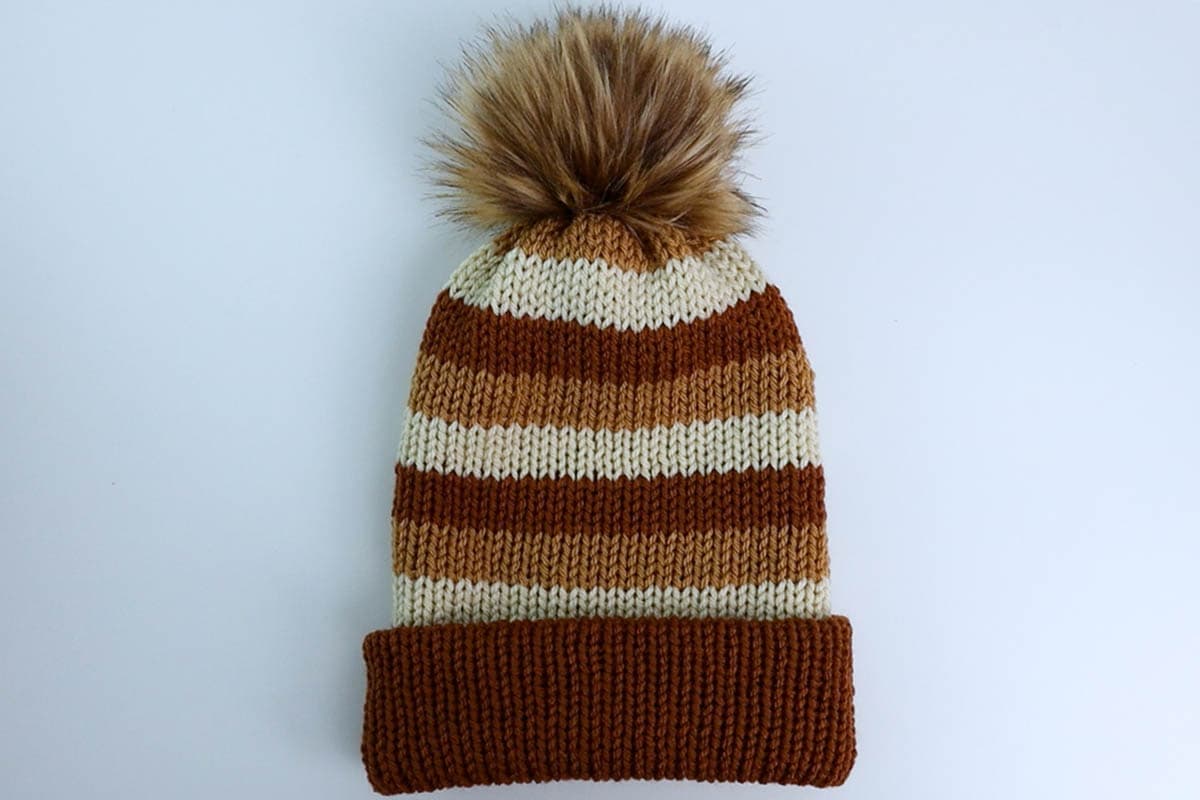 Free Striped Knitting Machine Hat Pattern (Reversible
