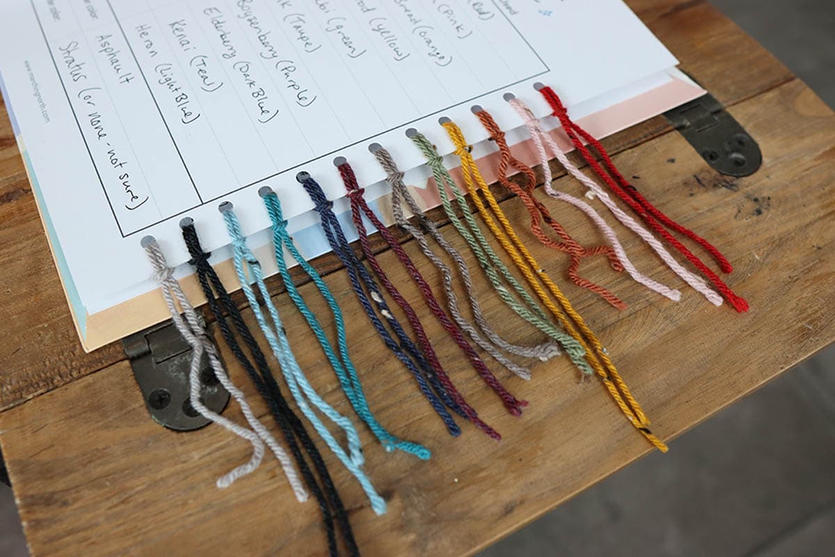 2024 crochet temperature blanket yarn swatches