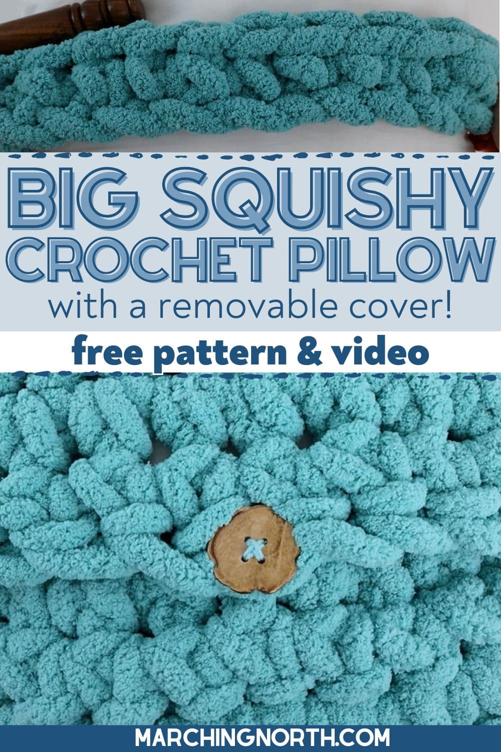 Pinterest pin for Jumbo Crochet Throw Pillow free pattern