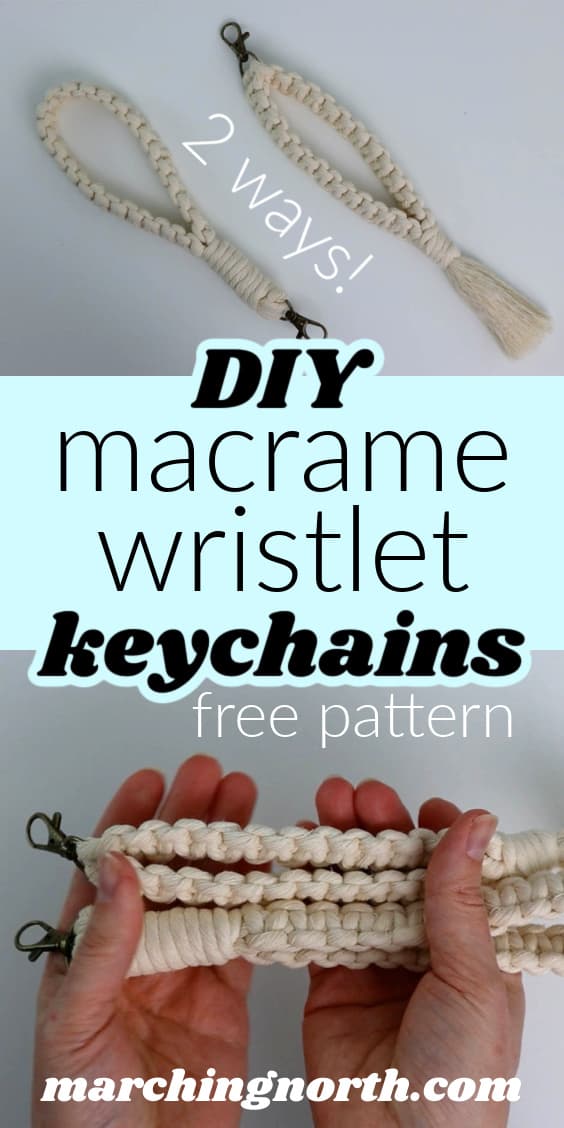 Pinterest pin for macrame wristlet keychains