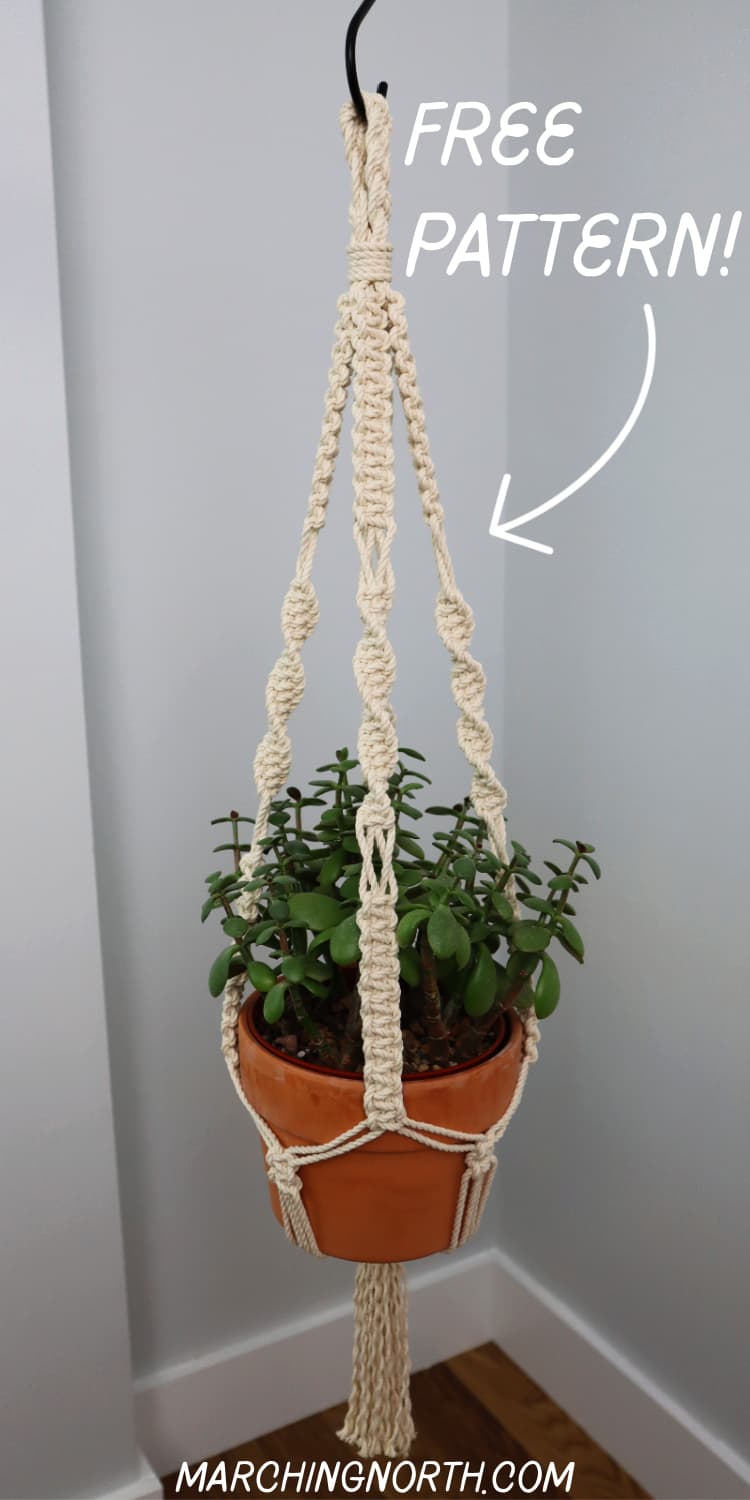 Pinterest pin for simple macrame plant hanger tutorial