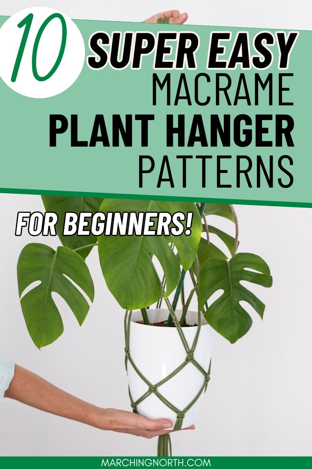 Pinterest pin for 10 super easy macrame plant hanger patterns post