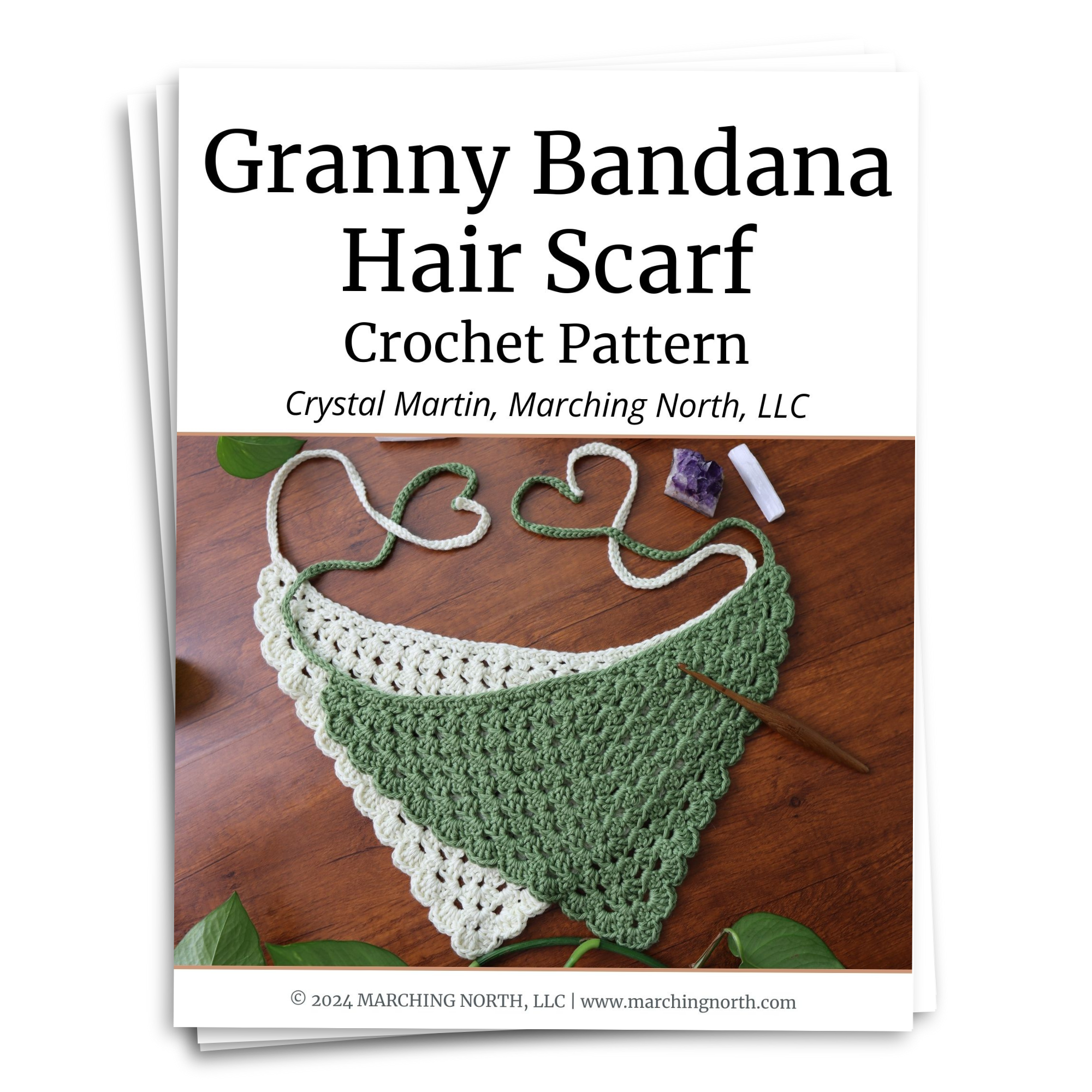 mock up of Crochet Hair Scarf Pattern PDF