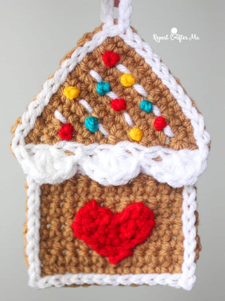 Crochet gingerbread house ornament