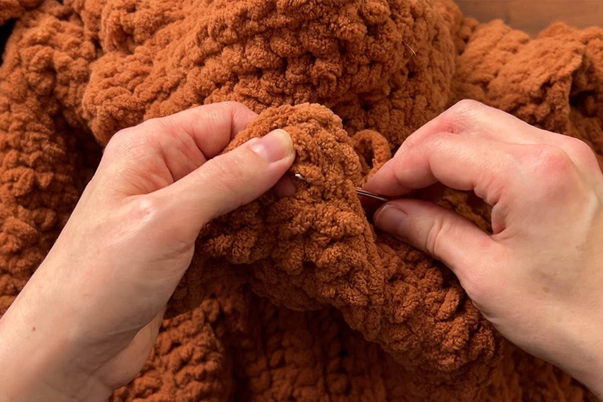 weaving in the ends with tapestry needle