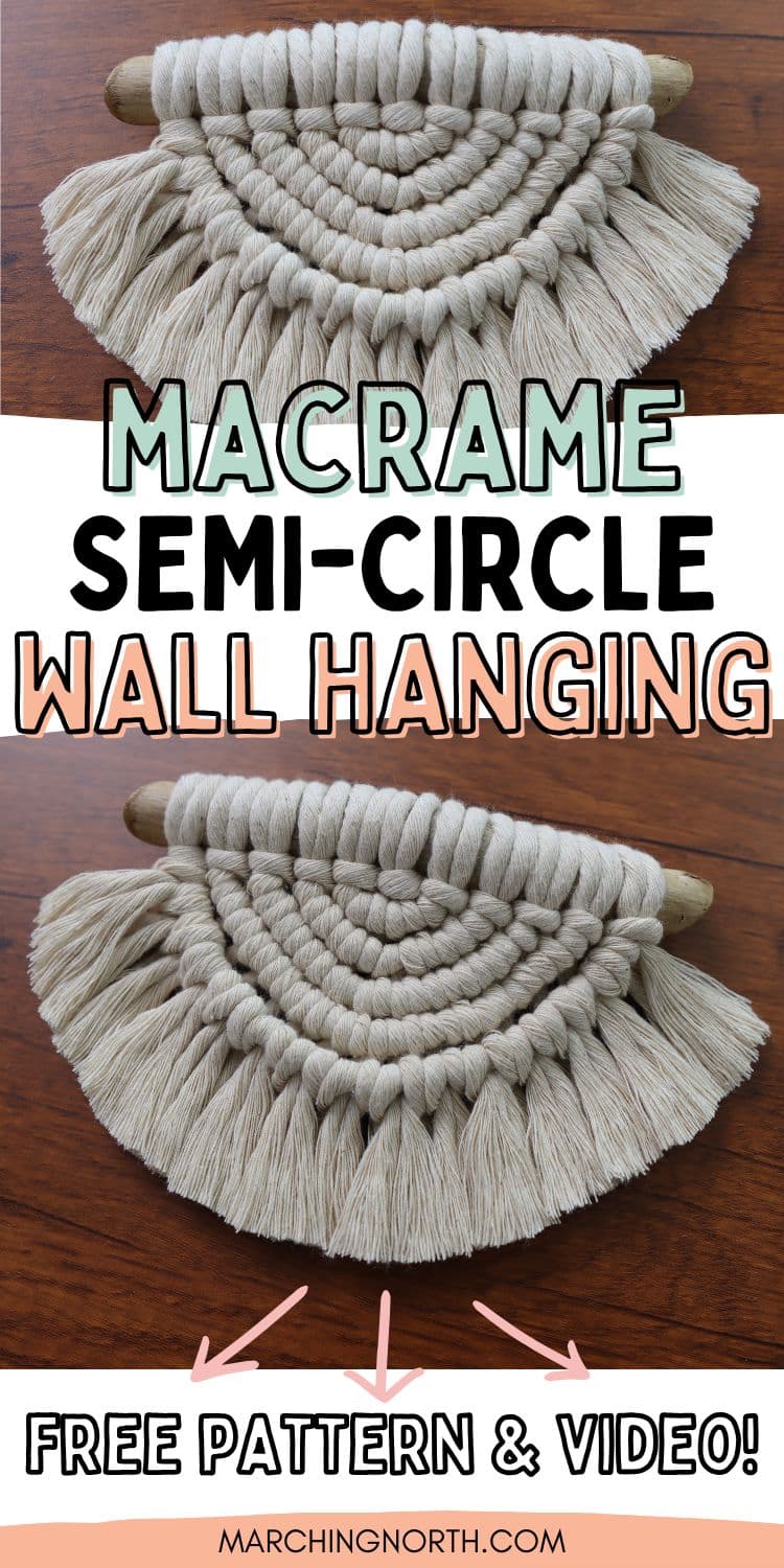 Pinterest pin for macrame half circle wall hanging free pattern