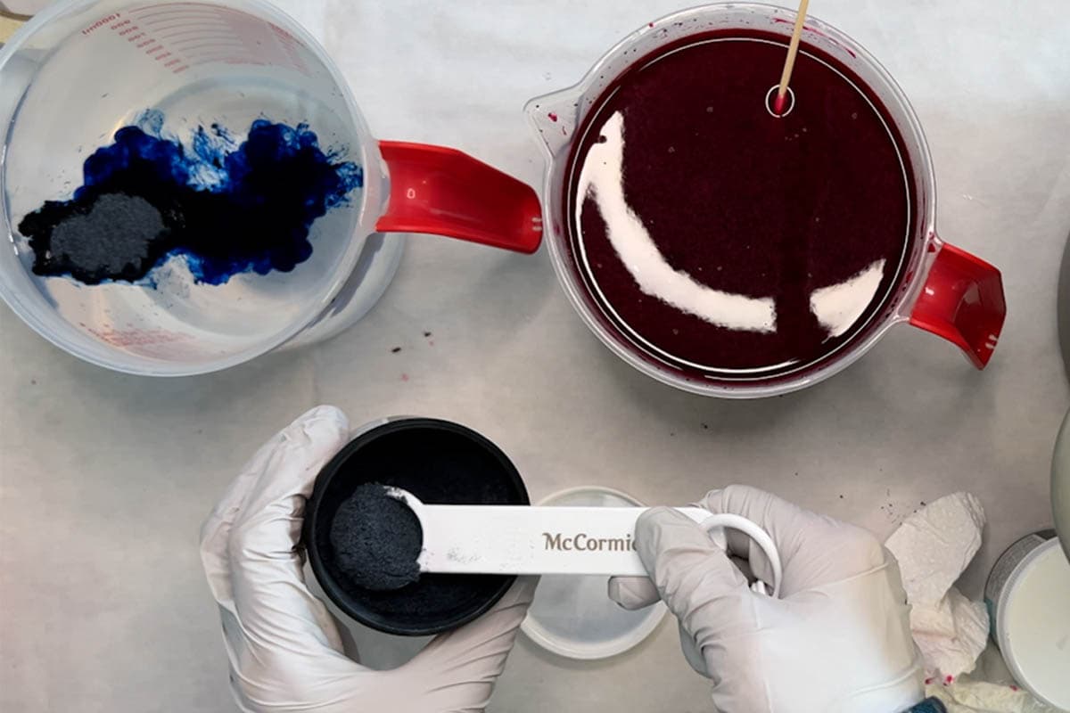 mixing up the dye