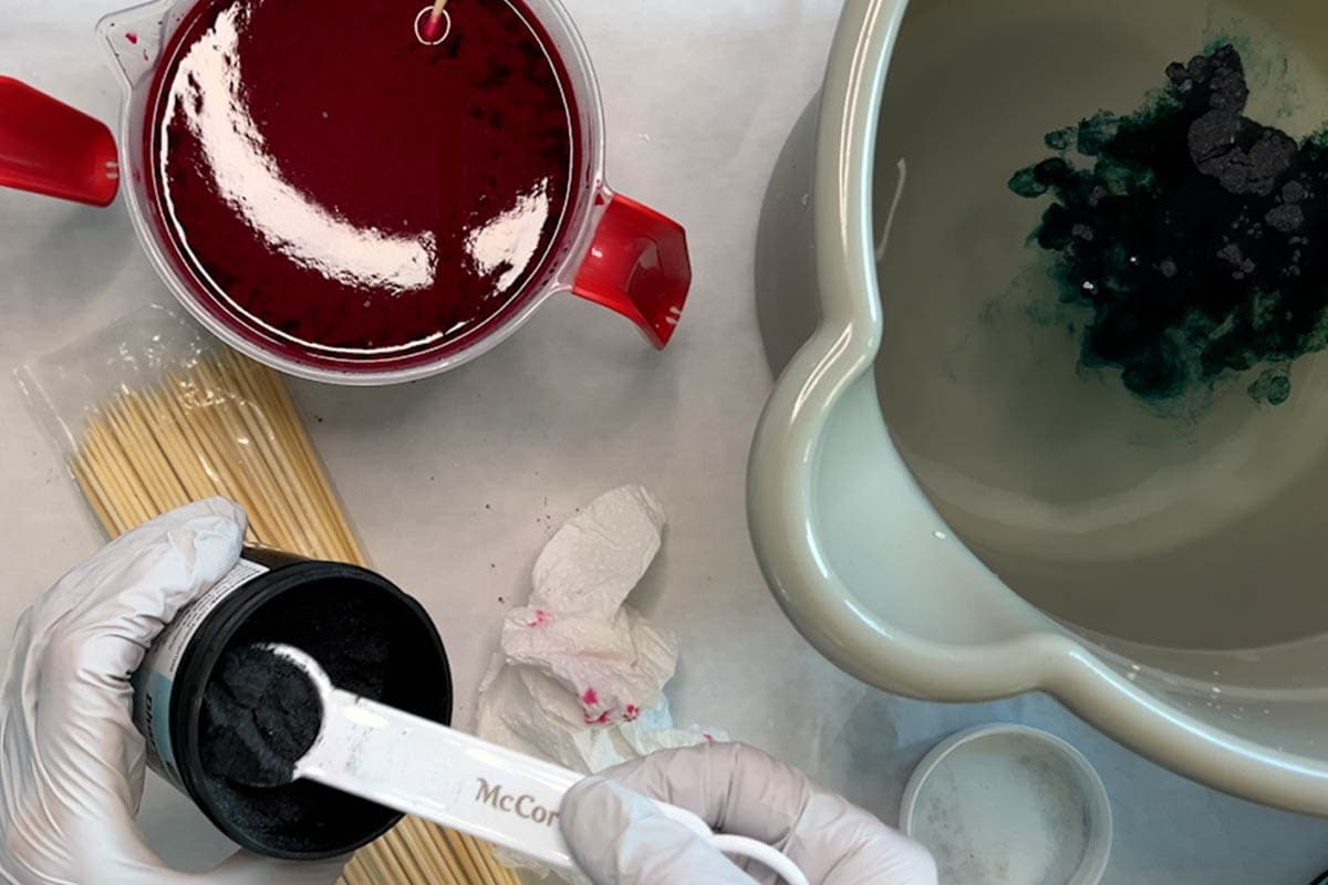 mixing up the dye