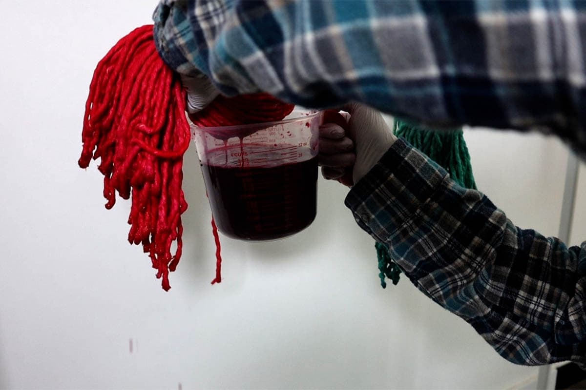 dip dyeing the pink plant hanger