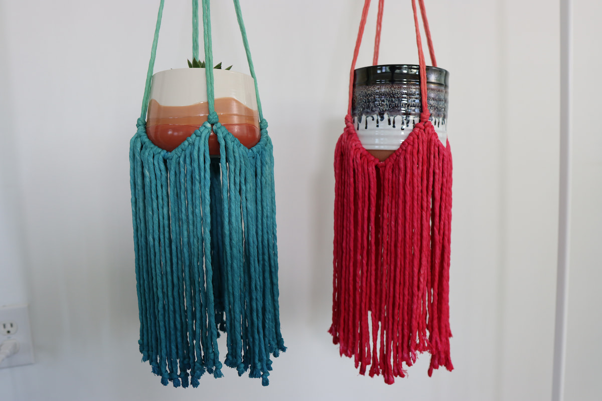 finished dip dye macrame plant hangers