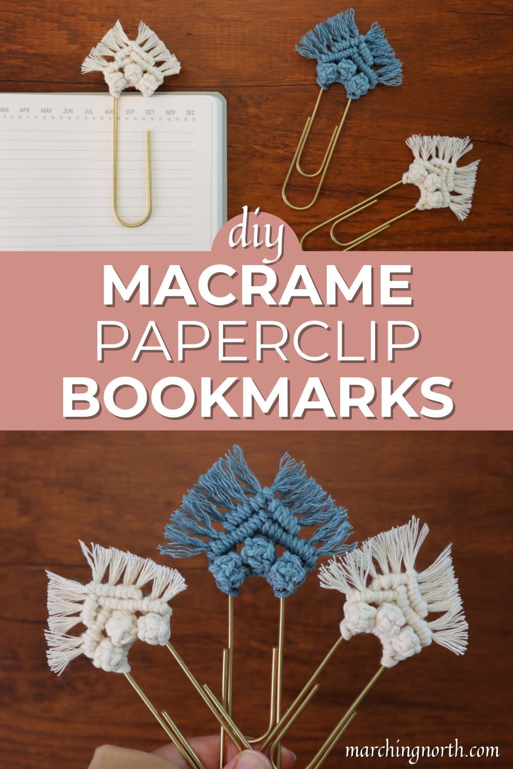 Pinterest pin for macrame paperclip bookmarks tutorial