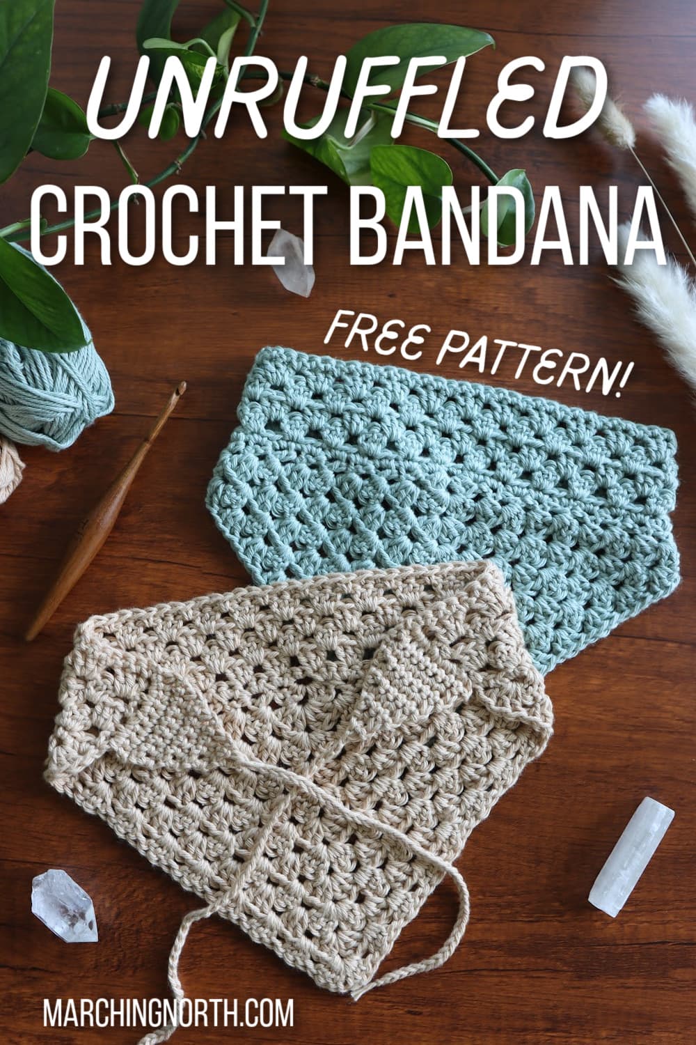 pinterest pin for Unruffled Granny Crochet Bandana Pattern