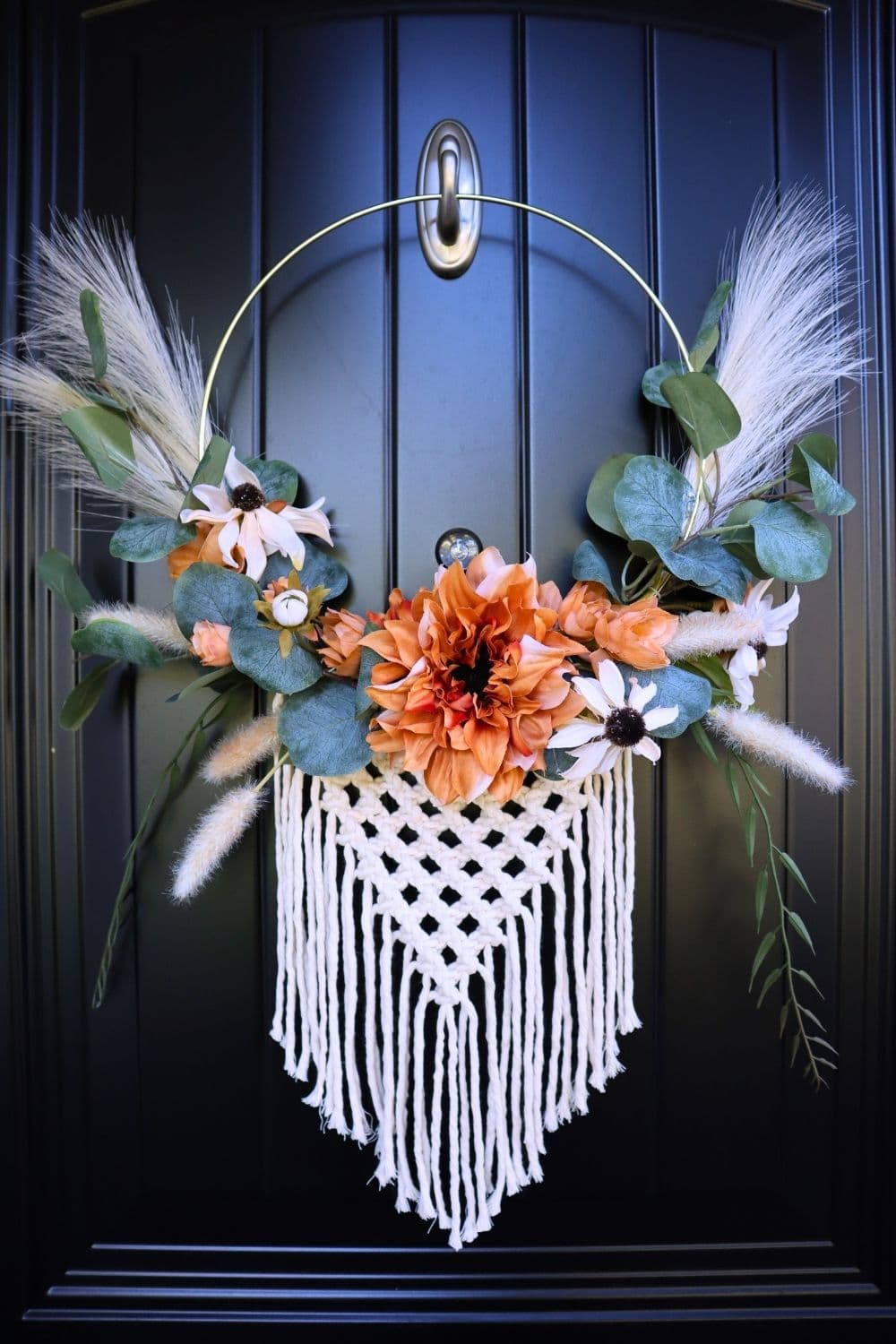macrame fall floral wreath Pinterest image
