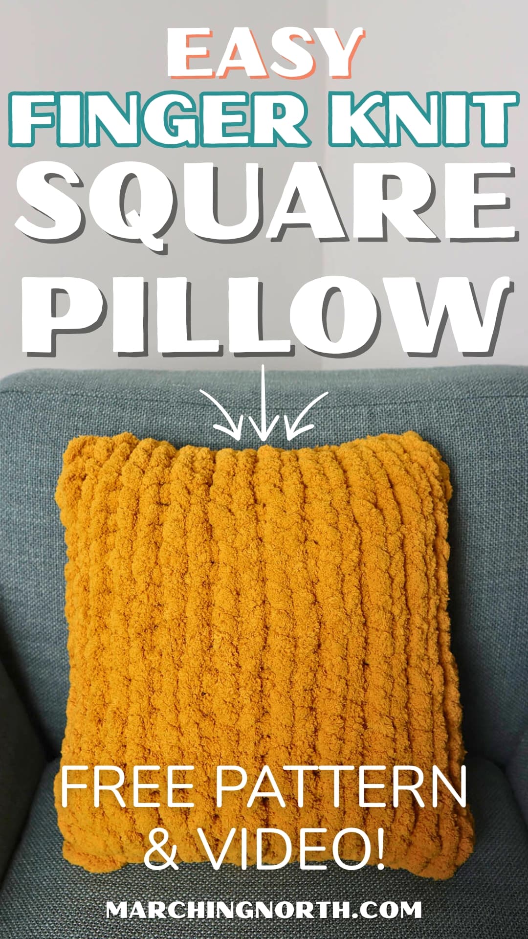 finger knit square pillow pin image