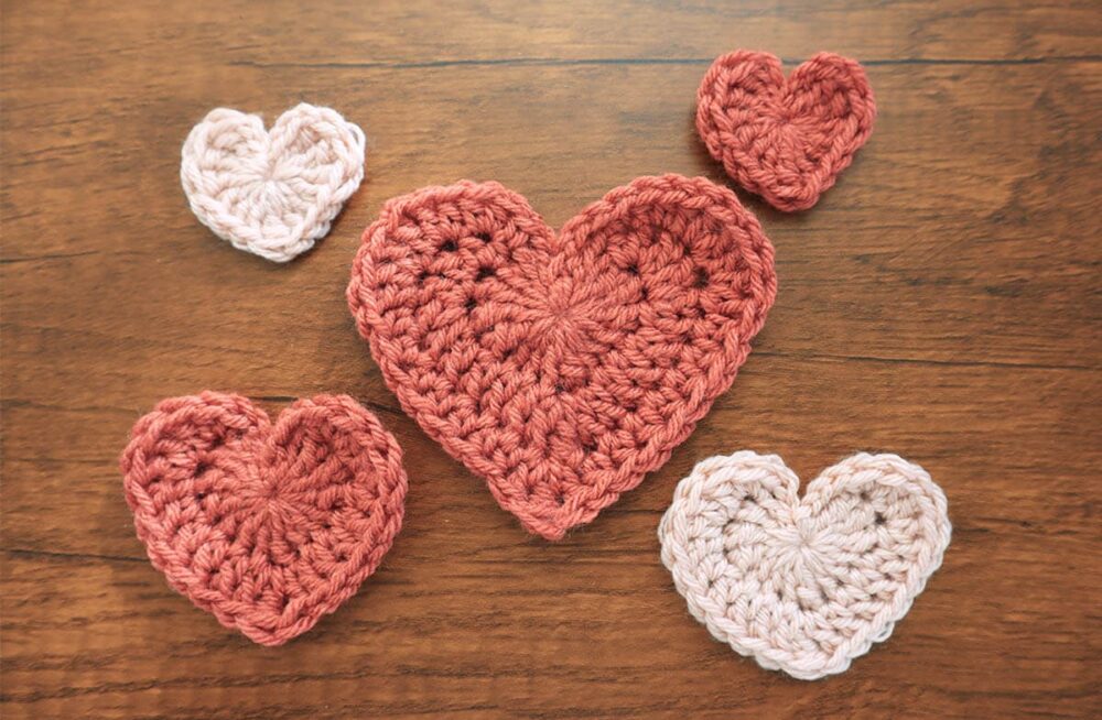 finished hearts on a wooden desk