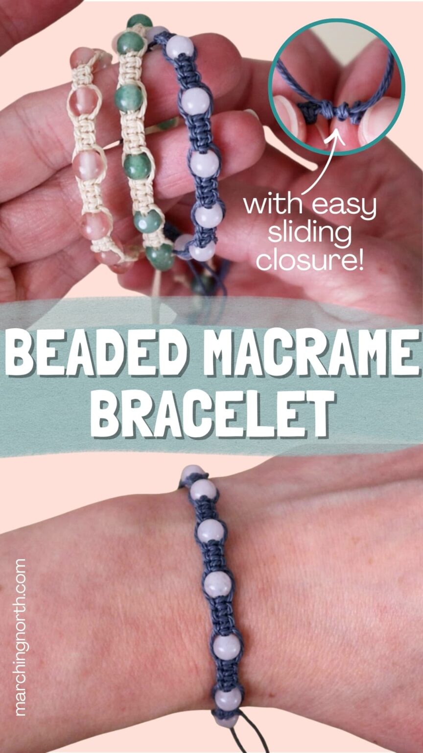 Easy Beaded Macrame Bracelet with Sliding Knot (Beginner Tutorial ...