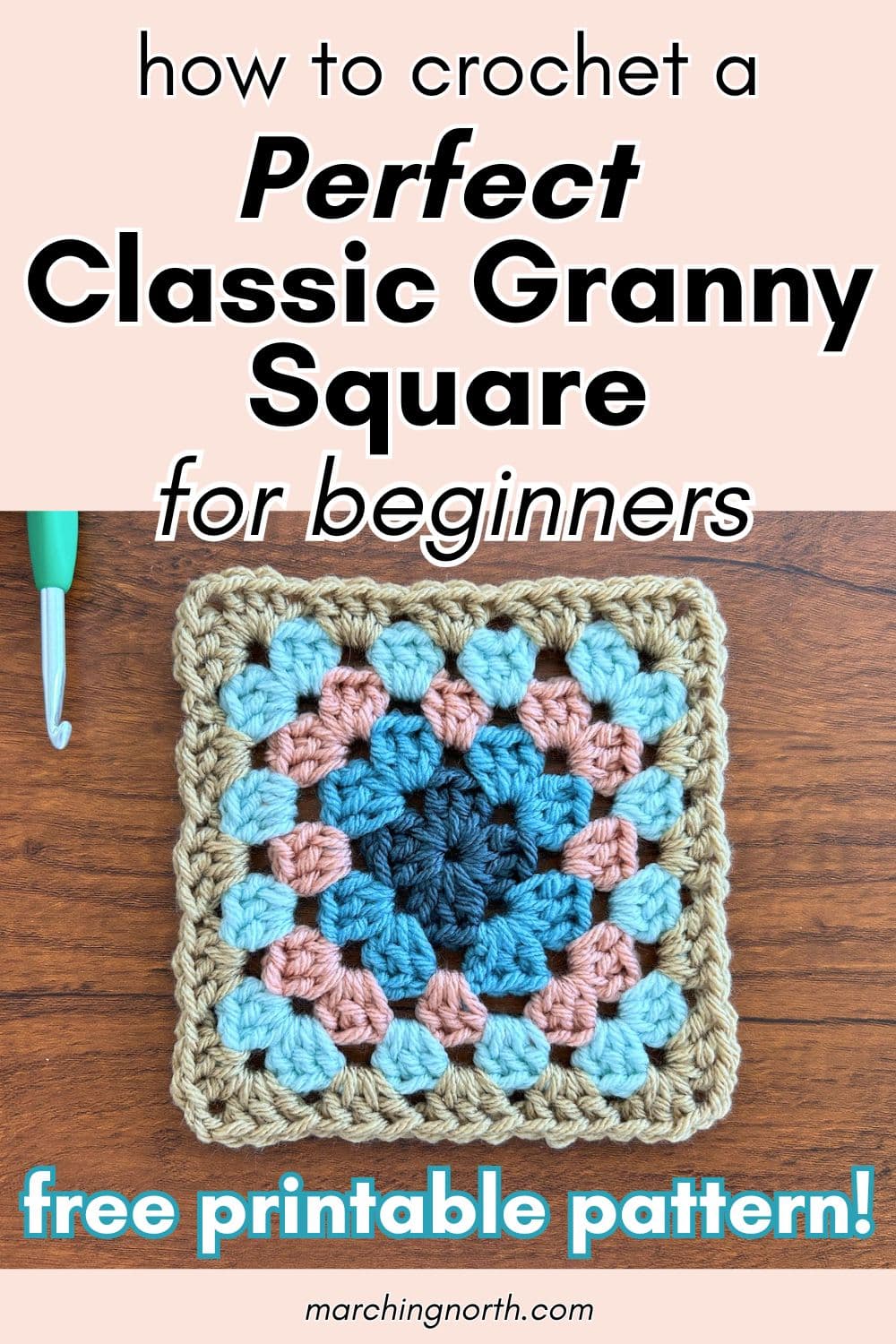 pinterest image for new perfect granny square pattern