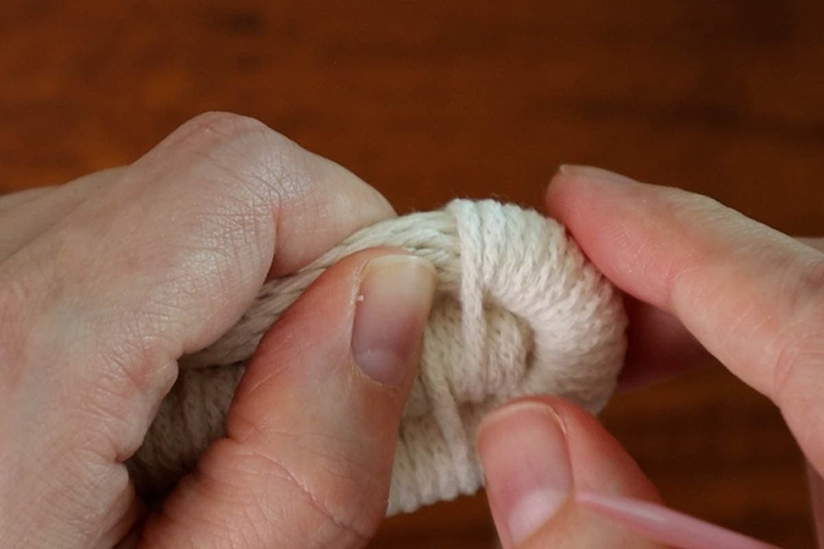 continuing to make the middle of the coiled basket