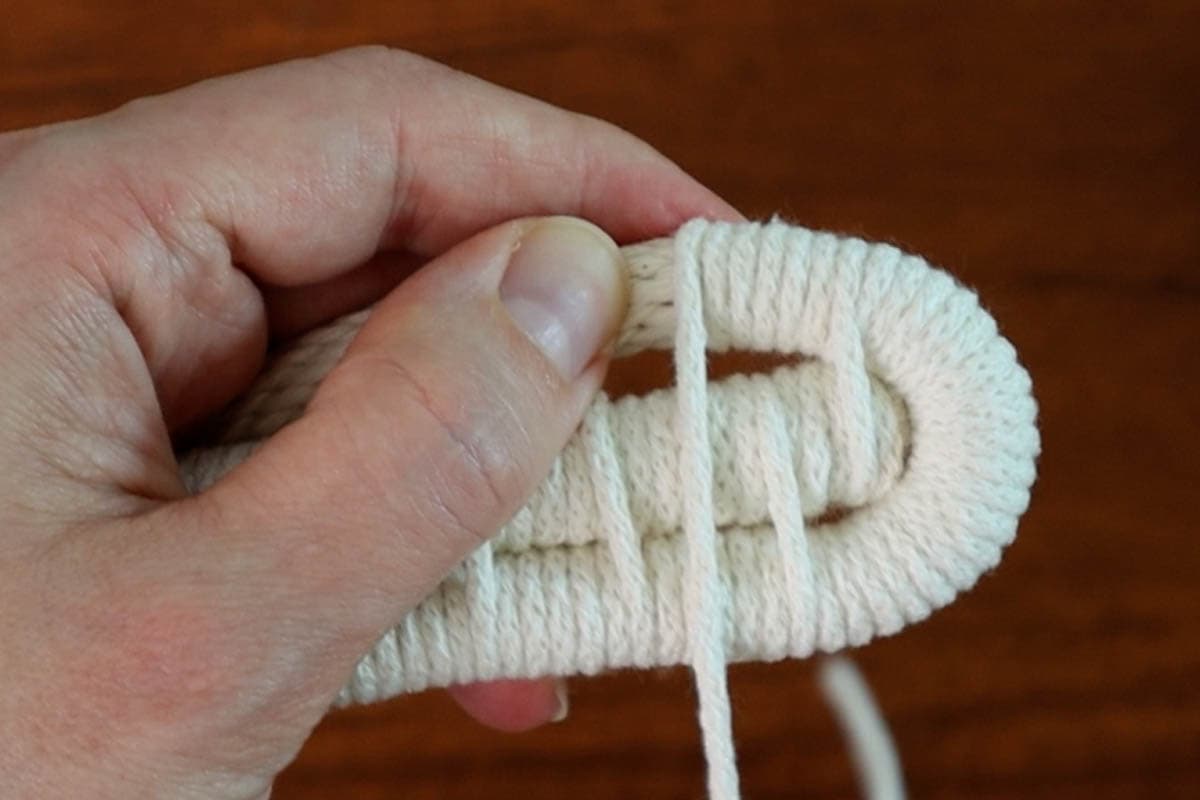 continuing to make the middle of the coiled basket