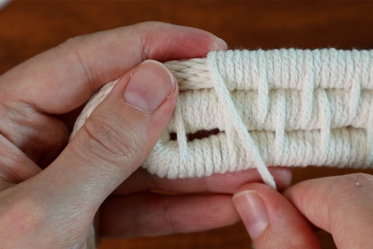 continuing to make the middle of the coiled basket