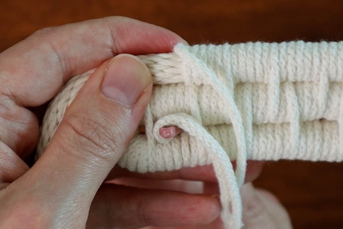 continuing to make the middle of the coiled basket