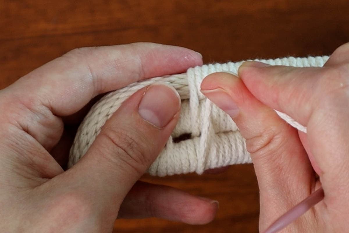 continuing to make the middle of the coiled basket
