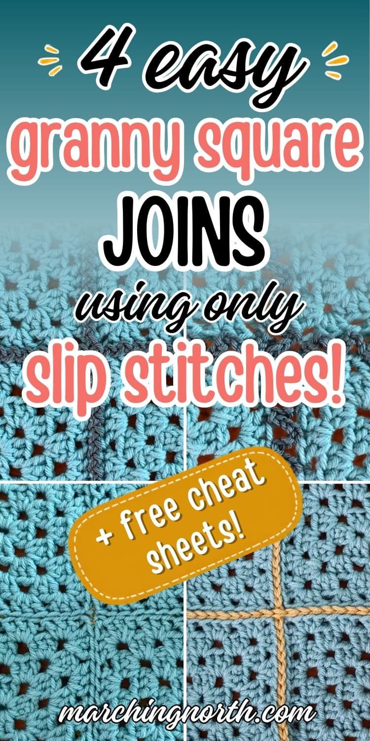 pinterest pin for granny square slip stitch joins post