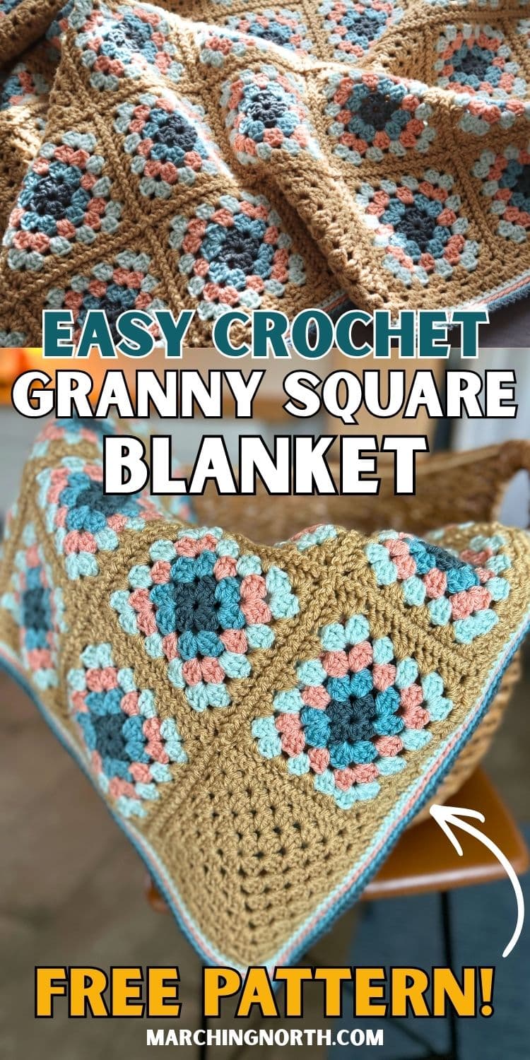 pinterest pin for crochet granny square blanket post